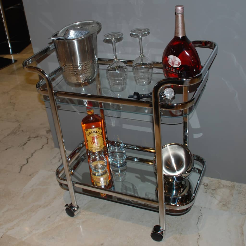 Silver Orchid Heston Metal/ Glass 2-tier Trolley