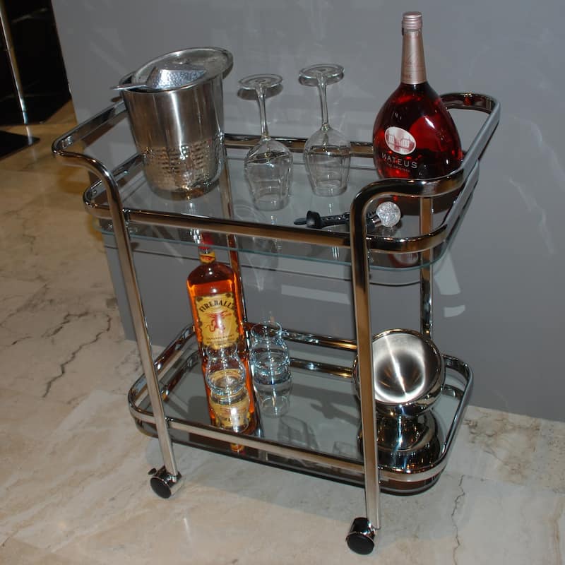 Silver Orchid Heston Metal/ Glass 2-tier Trolley