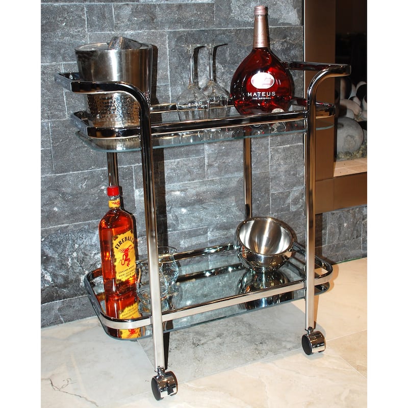 Silver Orchid Heston Metal/ Glass 2-tier Trolley