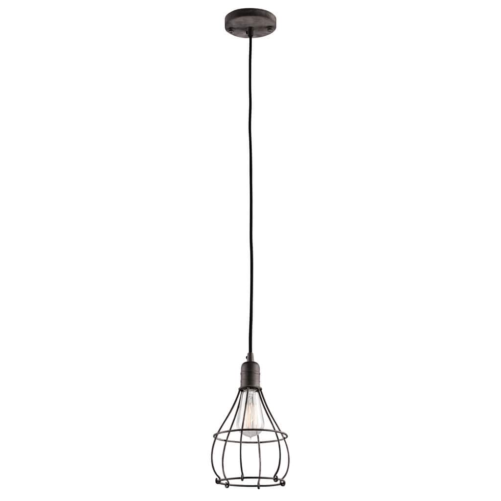 Kichler Lighting Industrial Cage Collection 1-light Weathered Zinc Mini Pendant