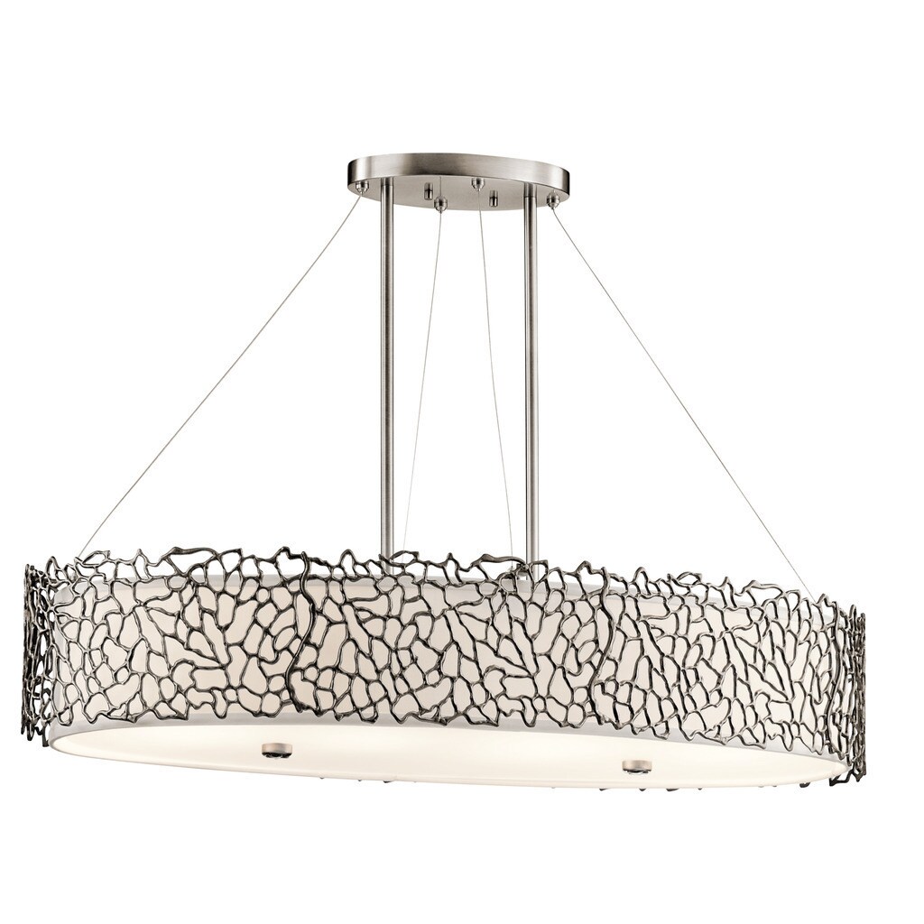 Kichler Lighting Silver Coral Collection 4-light Classic Pewter Oval Chandelier/Pendant - Chandeliers For Bedrooms by Overstock.com