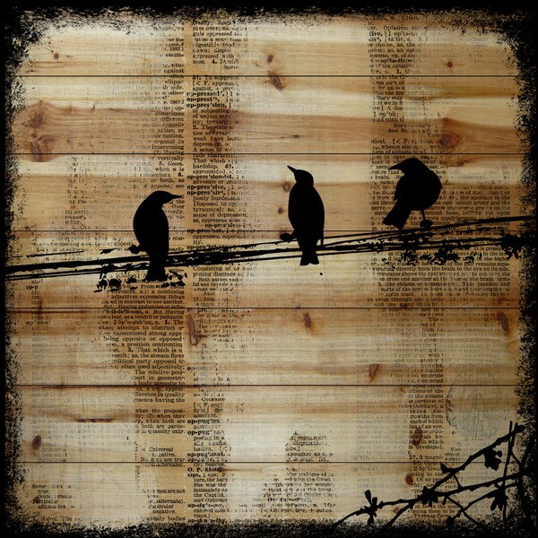 Marmont Hill - Handmade Vicki Butler Winged Gossip Painting Print on Natural Pine Wood