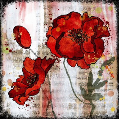 Marmont Hill Vicki Butler 'Bright Red Poppies' Painting Print on Wrapped Canvas - Multi-Color