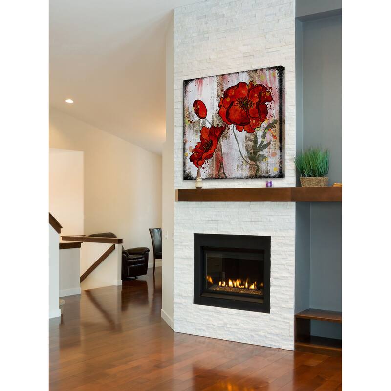 Marmont Hill Vicki Butler 'Bright Red Poppies' Painting Print on Wrapped Canvas - Multi-Color