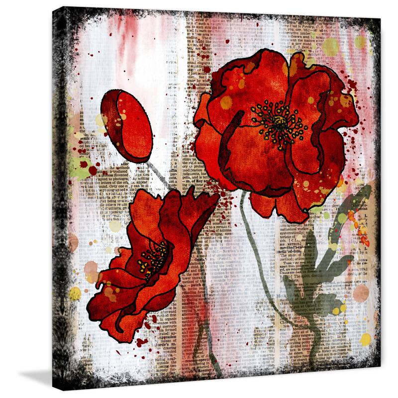 Marmont Hill Vicki Butler 'Bright Red Poppies' Painting Print on Wrapped Canvas - Multi-Color
