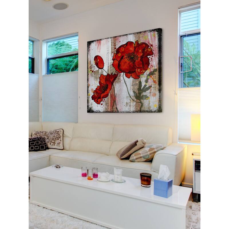 Marmont Hill Vicki Butler 'Bright Red Poppies' Painting Print on Wrapped Canvas - Multi-Color