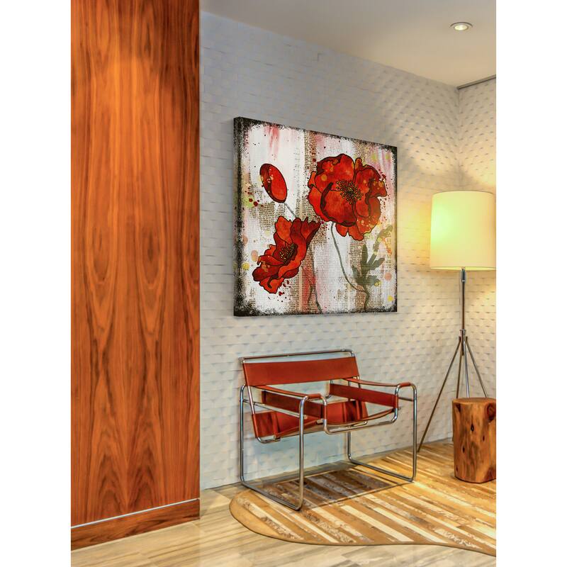 Marmont Hill Vicki Butler 'Bright Red Poppies' Painting Print on Wrapped Canvas - Multi-Color