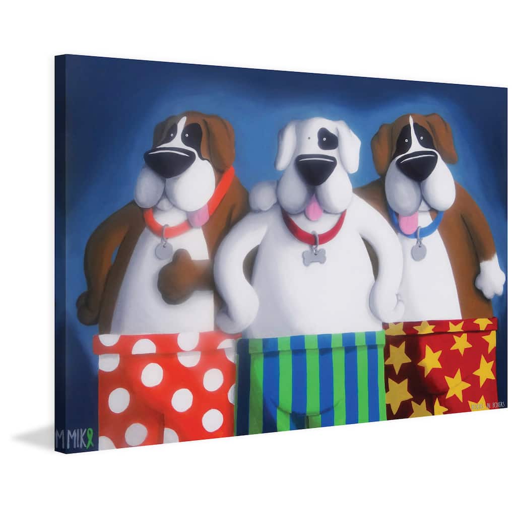 Marmont Hill - 'Boxers in Boxers' by Mike Taylor Painting Print on Wrapped Canvas