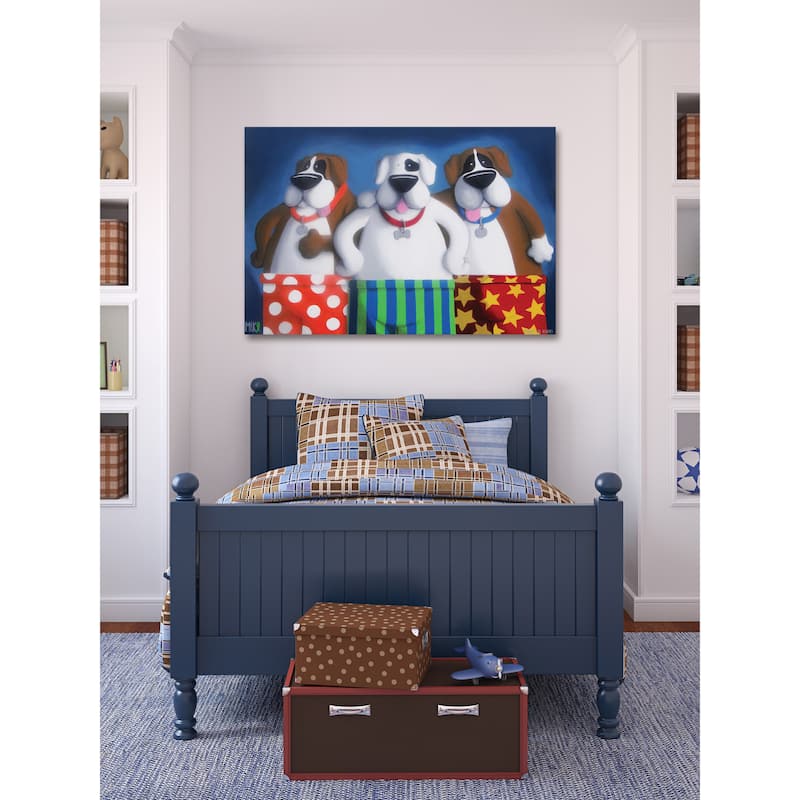 Marmont Hill - 'Boxers in Boxers' by Mike Taylor Painting Print on Wrapped Canvas