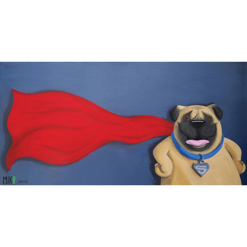 Marmont Hill - 'Super Pug' by Mike Taylor Painting Print on Wrapped Canvas - Multi-Color