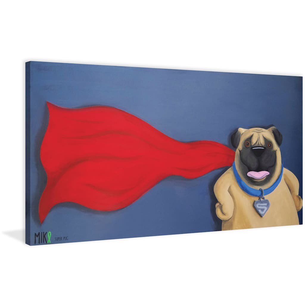 Marmont Hill - 'Super Pug' by Mike Taylor Painting Print on Wrapped Canvas - Multi-Color