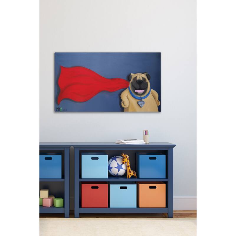 Marmont Hill - 'Super Pug' by Mike Taylor Painting Print on Wrapped Canvas - Multi-Color