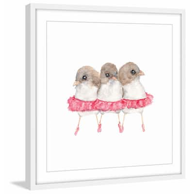 Marmont Hill - 'Ballerina Birds' by Thimble Sparrow Framed Painting Print - Multi-Color