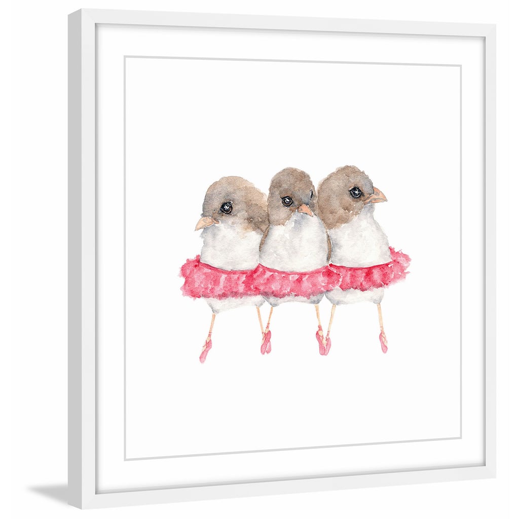 Marmont Hill - 'Ballerina Birds' by Thimble Sparrow Framed Painting Print - Multi-Color