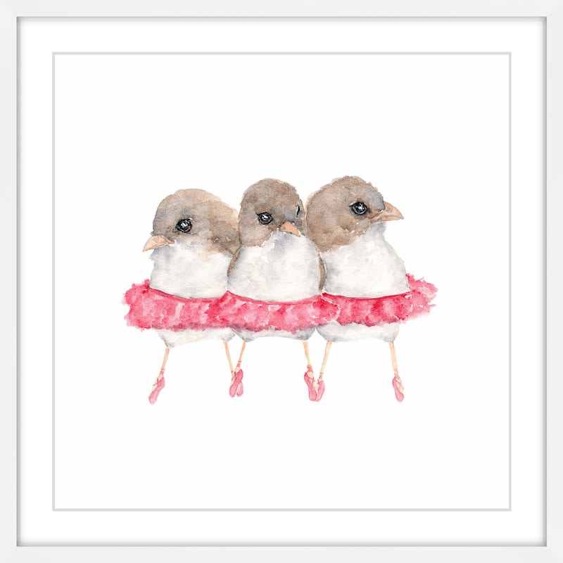 Marmont Hill - 'Ballerina Birds' by Thimble Sparrow Framed Painting Print - Multi-Color