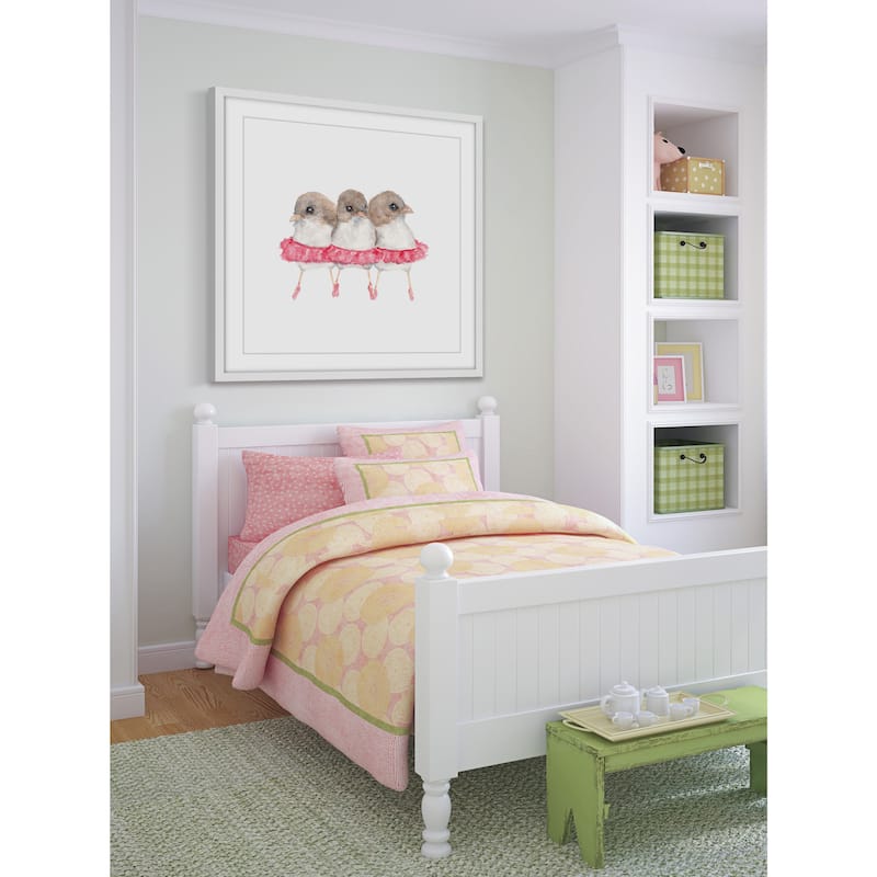 Marmont Hill - 'Ballerina Birds' by Thimble Sparrow Framed Painting Print - Multi-Color