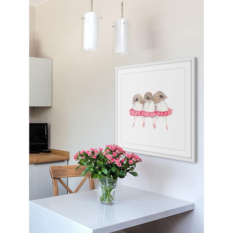 Marmont Hill - 'Ballerina Birds' by Thimble Sparrow Framed Painting Print - Multi-Color