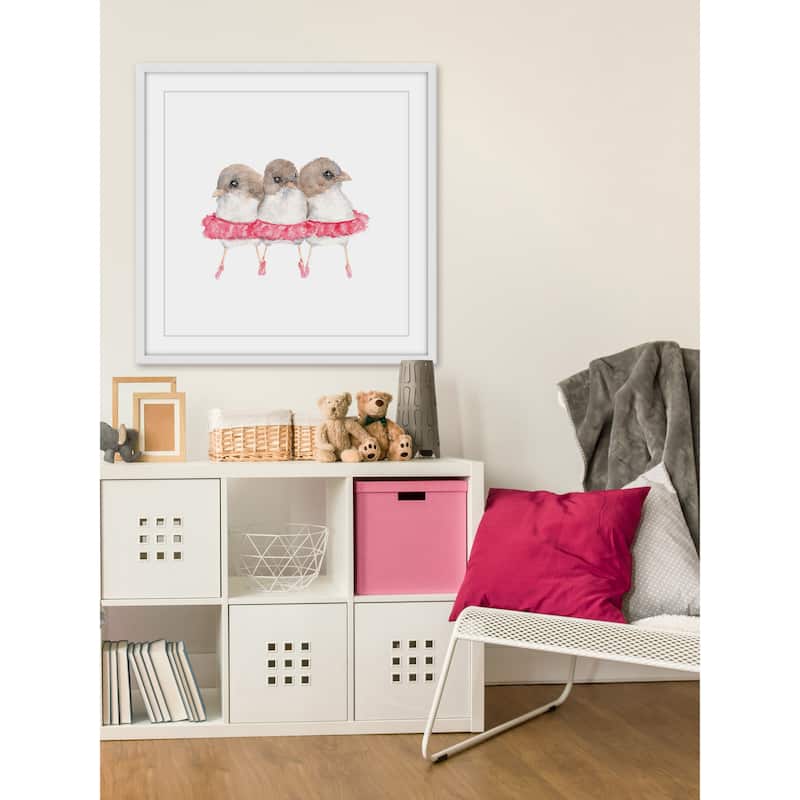 Marmont Hill - 'Ballerina Birds' by Thimble Sparrow Framed Painting Print - Multi-Color