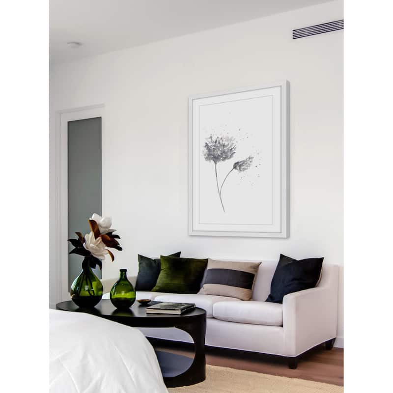 Marmont Hill - 'Black and White Peony' by Thimble Sparrow Framed Painting Print - Multi-Color