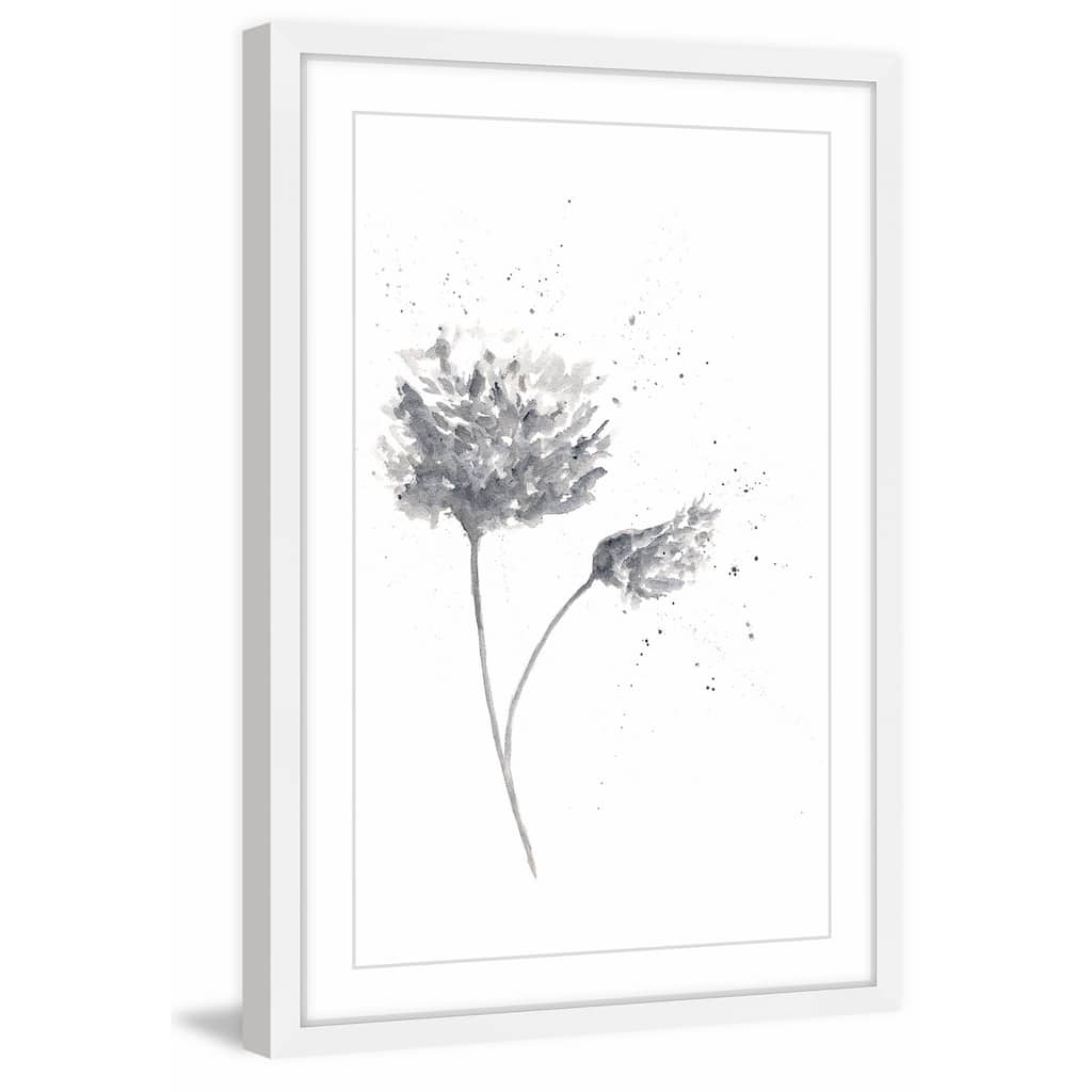 Marmont Hill - 'Black and White Peony' by Thimble Sparrow Framed Painting Print - Multi-Color