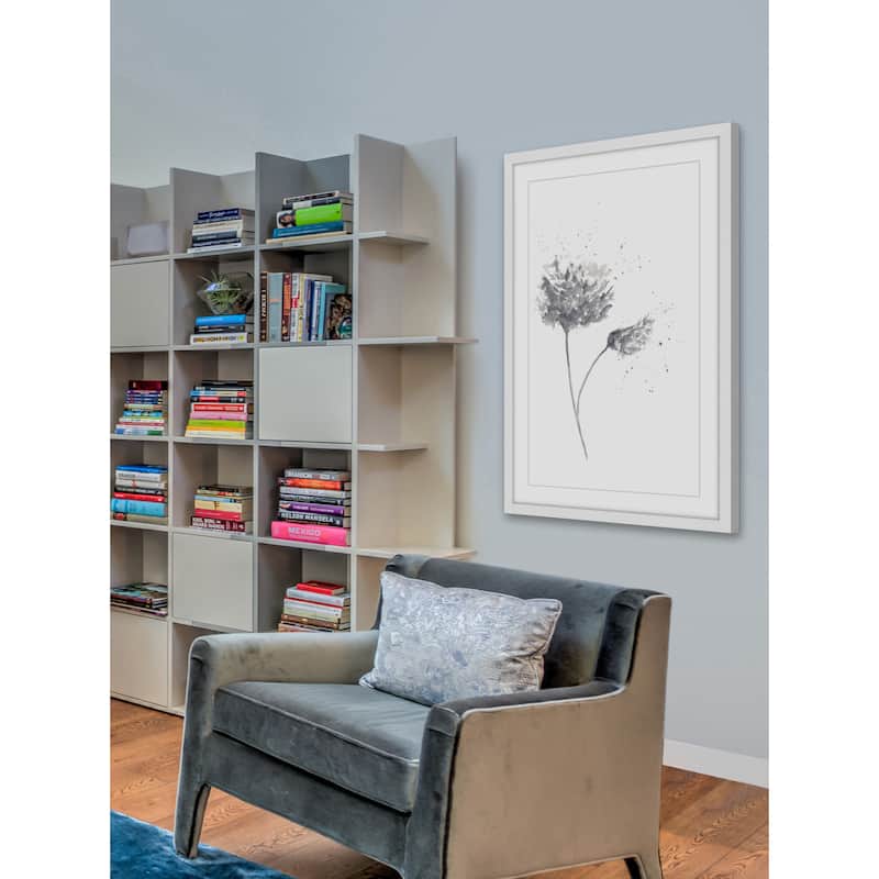 Marmont Hill - 'Black and White Peony' by Thimble Sparrow Framed Painting Print - Multi-Color