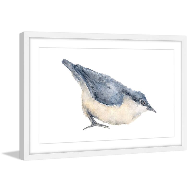 Marmont Hill - 'Nuthatch Bird' by Thimble Sparrow Framed Painting Print - Multi-Color