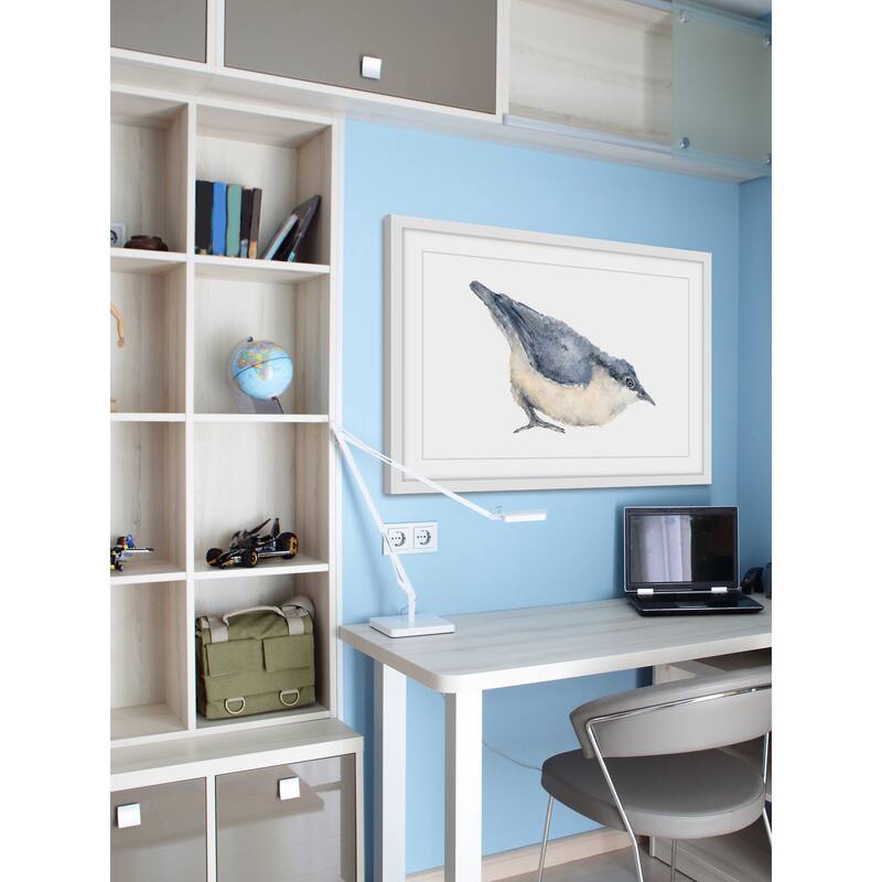Marmont Hill - 'Nuthatch Bird' by Thimble Sparrow Framed Painting Print - Multi-Color
