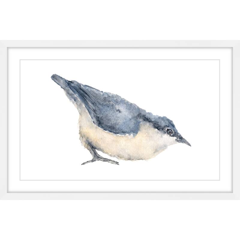Marmont Hill - 'Nuthatch Bird' by Thimble Sparrow Framed Painting Print - Multi-Color