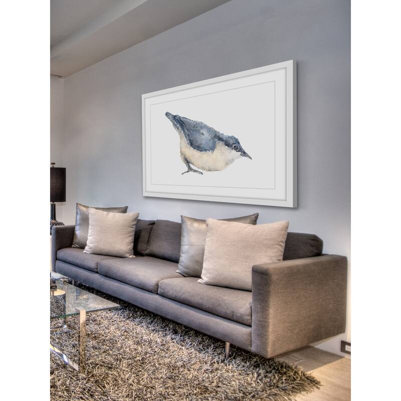 Marmont Hill - 'Nuthatch Bird' by Thimble Sparrow Framed Painting Print - Multi-Color