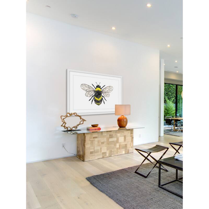 Marmont Hill - 'Bumble Bee' by Thimble Sparrow Framed Painting Print - Multi-Color