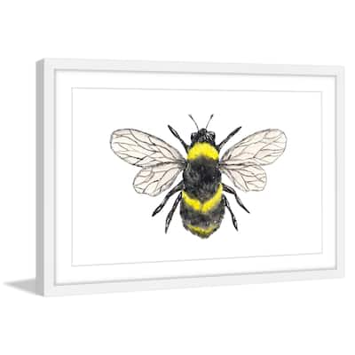 Marmont Hill - 'Bumble Bee' by Thimble Sparrow Framed Painting Print - Multi-Color