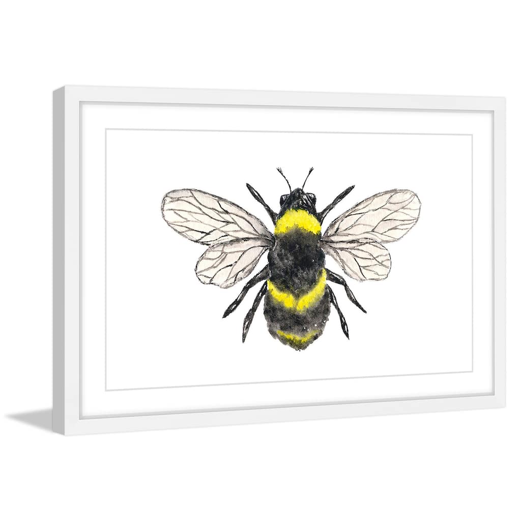 Marmont Hill - 'Bumble Bee' by Thimble Sparrow Framed Painting Print - Multi-Color