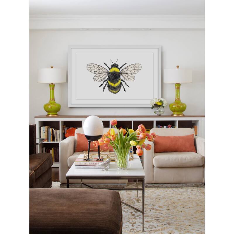 Marmont Hill - 'Bumble Bee' by Thimble Sparrow Framed Painting Print - Multi-Color