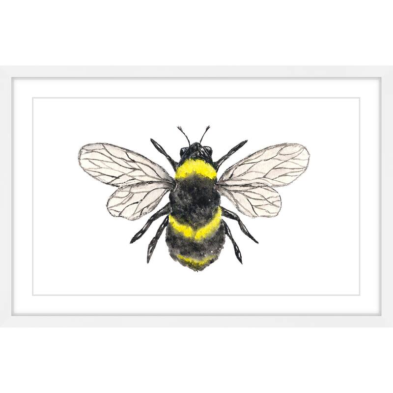 Marmont Hill - 'Bumble Bee' by Thimble Sparrow Framed Painting Print - Multi-Color