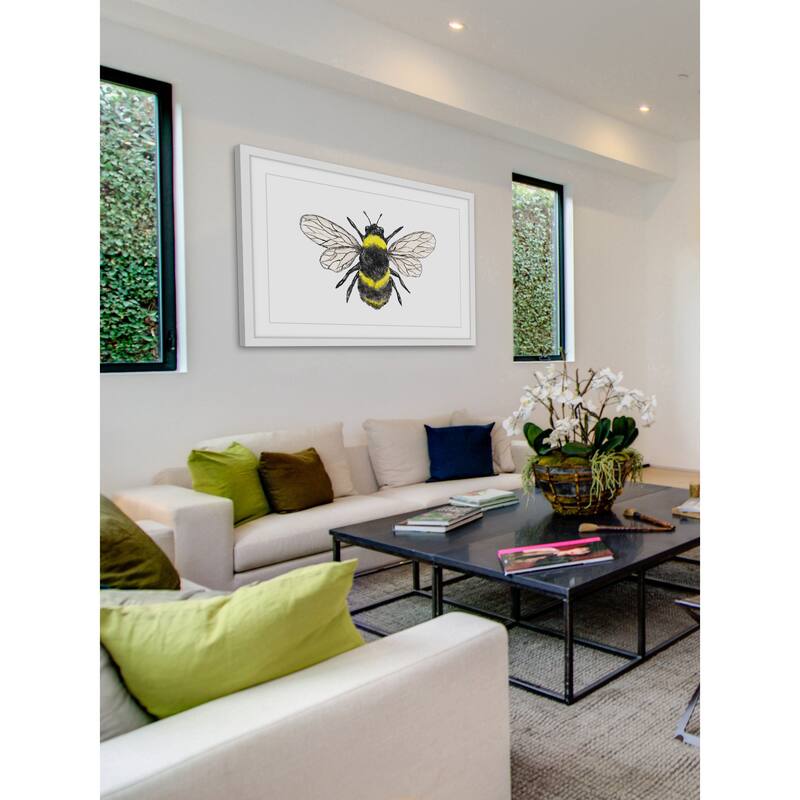 Marmont Hill - 'Bumble Bee' by Thimble Sparrow Framed Painting Print - Multi-Color