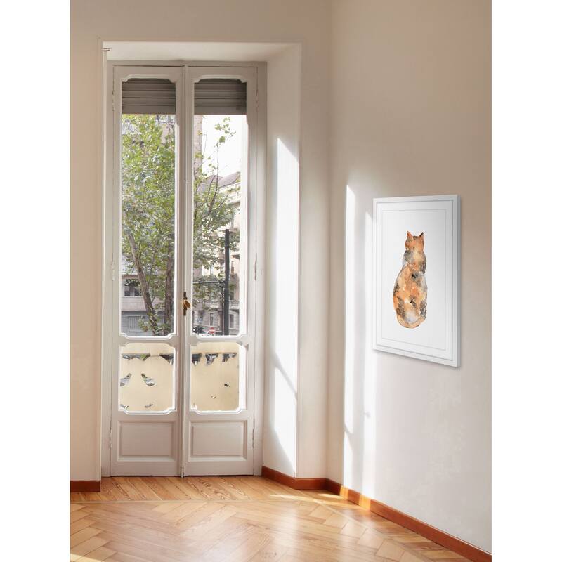 Marmont Hill - 'Calico Cat' by Thimble Sparrow Framed Painting Print - Multi-Color