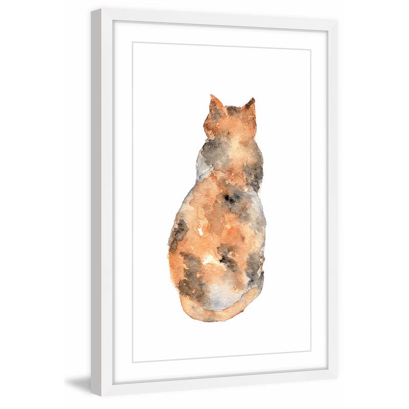 Marmont Hill - 'Calico Cat' by Thimble Sparrow Framed Painting Print - Multi-Color