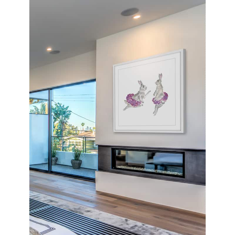 Marmont Hill - 'Dancing Rabbits' by Thimble Sparrow Framed Painting Print - Multi-Color