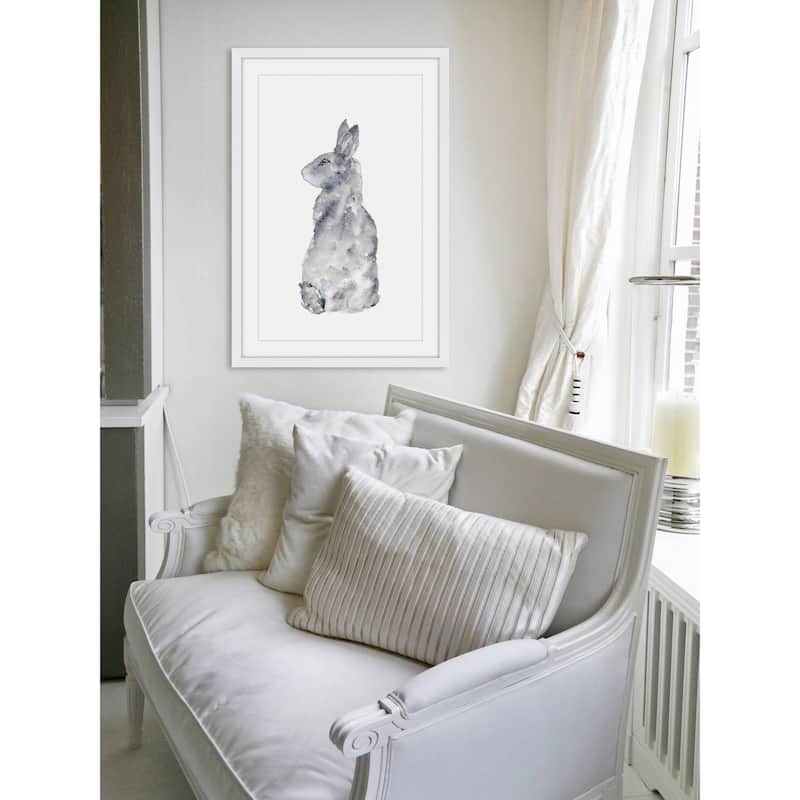 Marmont Hill - 'Rabbit Silhouette' by Thimble Sparrow Framed Painting Print - Multi-Color