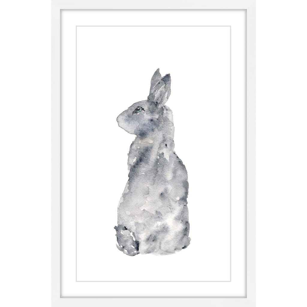 Marmont Hill - 'Rabbit Silhouette' by Thimble Sparrow Framed Painting Print - Multi-Color