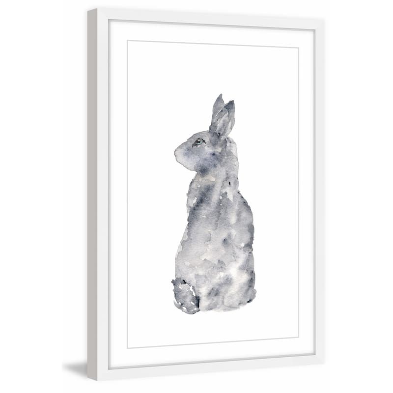 Marmont Hill - 'Rabbit Silhouette' by Thimble Sparrow Framed Painting Print - Multi-Color