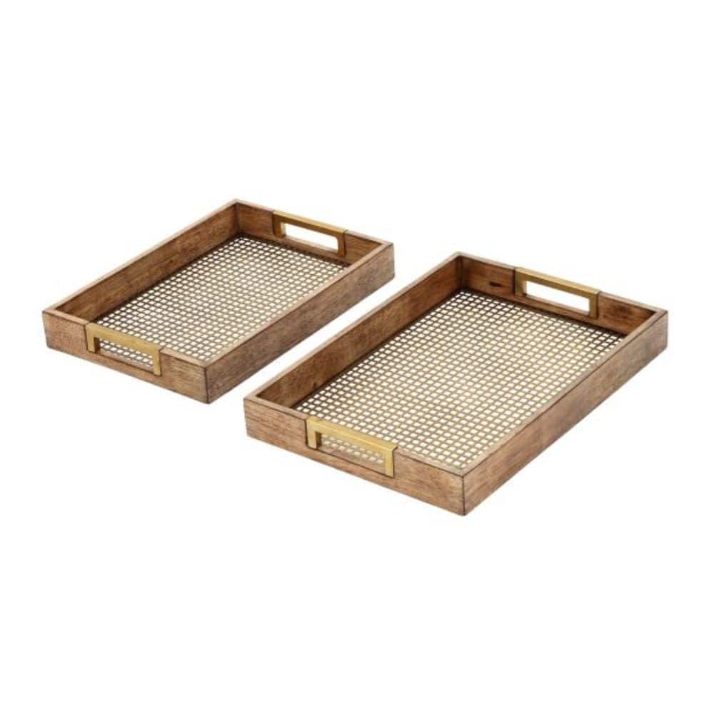 Carson Carrington Hvitsten Goldtone and Wood Accent Tray
