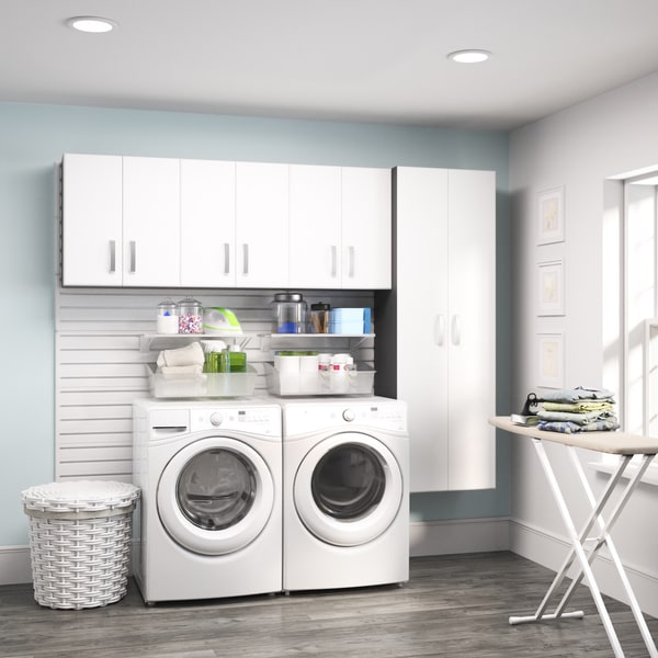 Shop Flow Wall White 4-piece Laundry Cabinet Set - Overstock - 13680781