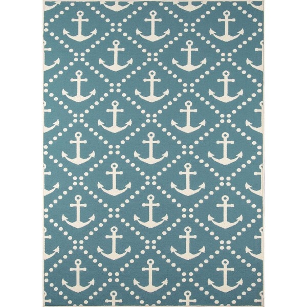 Momeni Baja Anchors Blue Indoor/Outdoor Area Rug - 7'10" x 10'10"