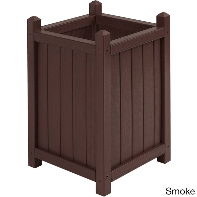 Square Tall All Weather Composite Crown Planter (16 inches) - Smoke