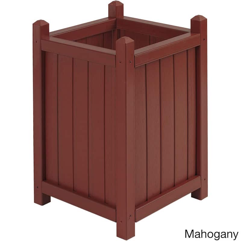 Square Tall All Weather Composite Crown Planter (16 inches) - Mahogany