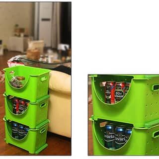 Basicwise Plastic Stackable Storage Containers