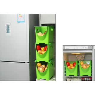 Basicwise Plastic Stackable Storage Containers