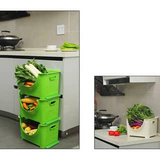 Basicwise Plastic Stackable Storage Containers