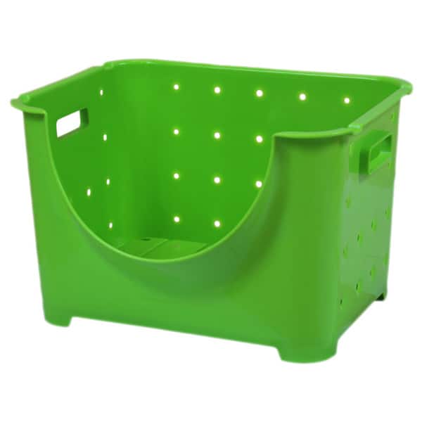 Basicwise Plastic Stackable Storage Containers